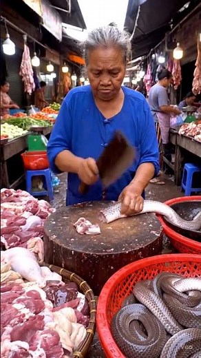 China market with snakes