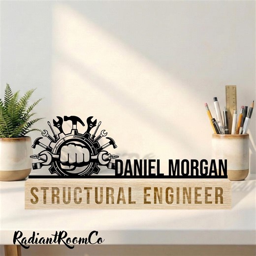 Personalized Metal Civil Engineer Desk Name Plate, Customized Engineer Gifts, Construction Employee Desk Decor, Unique Gift for Dad - Etsy