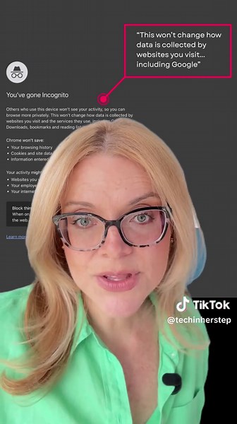 Don’t use Google Chrome incognito mode thinking you can be invisible online. Google, the websites you visit, and your internet provider can still track you. #incognitomode #onlineprivacy #googlechrome #incognito #onlinesafety