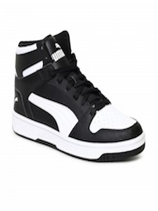 Buy Puma Men Black & White Rebound LayUp Colourblocked Mid Top Sneakers -  - Footwear for Men