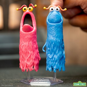 When these Martians visit Sesame Street they often try to interact with inanimate objects that they incorrectly identify, with hilarious results! These 3.75” scale Sesame Street ReAction Figures of the Yip Yip Martians feature the pink and blue extraterrestrials with articulated mouths and includes a peg stand that allows them to appear to float when displayed. Available now at Super7.com! #Super7 #SesameStreet | Super7