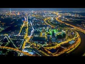 DRONE TAIPEI nangang district空拍台北南港軟體園區中國信託金融園區 南港站展覽館 夜景 Nankang Software Park空拍素材