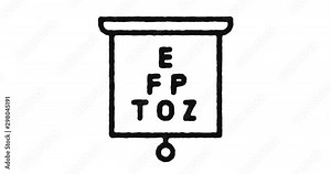 Eye test outline icon animation footage/video. Hand drawn like symbol animated with motion graphic, can be used as loop item, has alpha channel and it's at 4K video resolution.