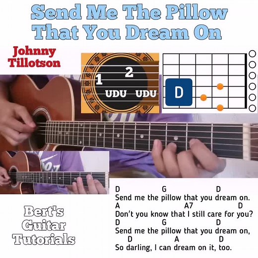 Send Me The Pillow That You Dream On - Johnny Tillotson guitar chords w/ lyrics & bass strumming tutorial