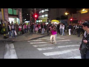 Crazy Woman Juggling Knives in Bogota Colombia