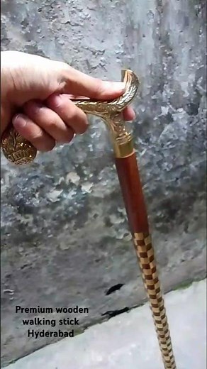 Premium Brass Handle Wooden Walking Stick | Stylish Designer Cane for Men & Elders