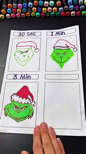 I finally drew the Grinch in 10 minute!⏱️😈 Which step did you like? #Christmas #Grinch #Crafts