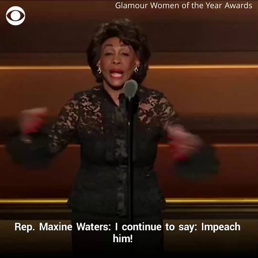 "Impeach him, impeach him," Rep. Maxine Waters chanted during her speech at Glamour Magazine's Women of the Year Awards. The Representative from California has often publicly called for President Trump's impeachment, most recently coming under fire for her choice of words. http://cbsn.ws/2iVhtZZ | CBS News