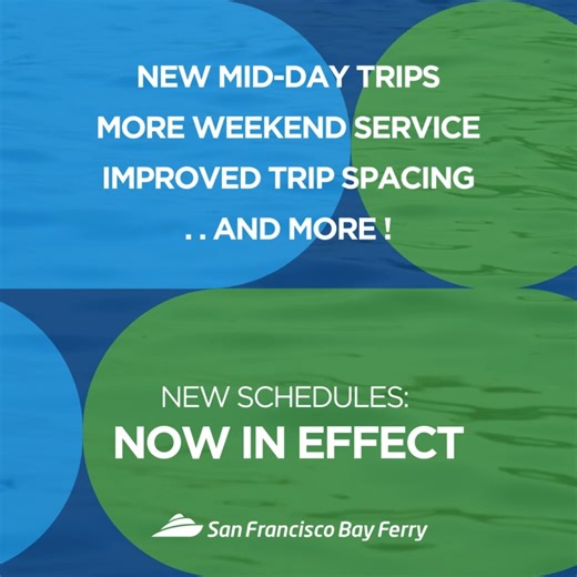 1.3K views · 11 reactions |  New schedules are now in effect across the SF Bay Ferry system. Departures times have been adjusted and a host of new trips have been added. Double check the schedule before your ride, here: https://bit.ly/40tqbTT | San Francisco Bay Ferry | Facebook