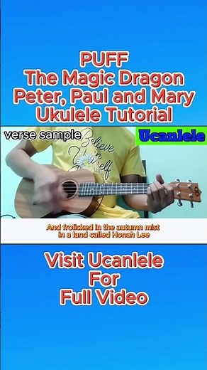 Puff The Magic Dragon by Peter, Paul and Mary Ukulele Tutorial (short) ‪@UCanLele2023‬