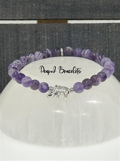 Cape Amethyst Crystal Bracelet With Elephant Charm, Handmade Gemstone Jewelry - Etsy