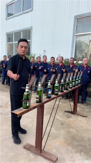 The physical ingenuity of ten bottles of wine that open automatically.