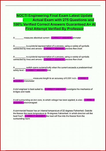 Nocti Engineering Final Exam Latest Update Actual Exam With video