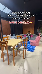 ✨ Combo Atenas: Sala Comedor ✨ 💥 Todo lo que tu hogar necesita en una sola compra Por solo $1.899.000 te llevas: 🛋️ Sala 🍽️ Comedor 🎁 Tapete totalmente GRATIS (según colores disponibles) ¿Por qué Atenas es una locura de combo? ✔️ Garantía en ambos muebles ✔️ Tela Pet Free & Leaf: mayor durabilidad, fácil limpieza y perfecta para hogares con mascotas ✔️ El mejor precio garantizado del mercado ✔️ Diseño completo para renovar tu espacio sin gastar de más 💳 ¿Y el pago? Compra ahora y paga despu