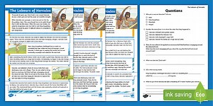 UKS2 The Labours of Hercules Differentiated Reading Comprehension Activity