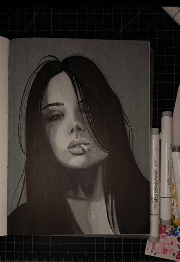 New notebook means new paper and learning its limits. I had issues with this piece as I kept putting more pigment into the paper. My blending became streaky as a result… #ohuhumarkers #sketchbook #learntodraw #realism #artprocess