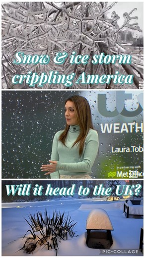 Laura tobin on Instagram: "❄️ Winter #StormFern is crippling America 🇺🇸 with widespread snow and ice ❄️ Upto 40cm (and more to come) 🧊 Ice secretion on trees & powerlines upto 1 inch 💡 Over a million people without power ✈️ 11,000 flights were cancelled on Sunday (reaching territory not seen since the early days of Covid!) ❄️ 7 people have lost their lives 🏫 Many schools closed The cold plunge will power the jet stream to 220mph this week, bringing wet & windy weather to the UK & more warni