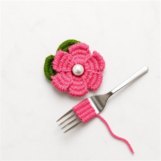 Fork Yarn Flower Crochet Pattern | Easy Floral Craft Tutorial (digital Download) - Etsy