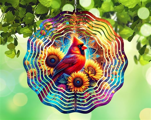 Cardinal Wind Spinner PNG, Sunflowers Mandala Windspinner Sublimation Design, Instant Download, Cosmic Cardinal Sublimation Template PNG - Etsy