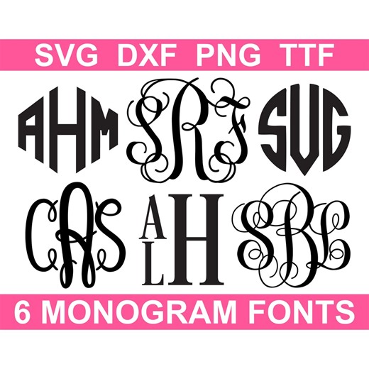 Monogram SVG Font Bundle   TTF: 6 Fonts, Monogram Alphabets (instant Download) - Etsy