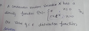 11. A continuous random Variable x has a density function f(x)=... | Filo