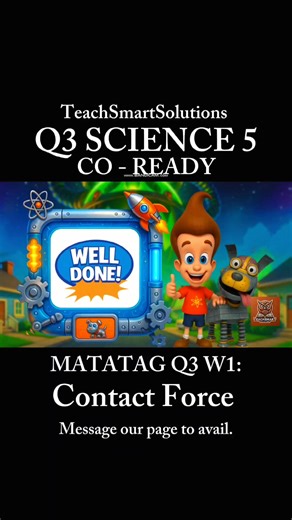 CLASSROOM OBSERVATION / DEMO - READY LESSON PACKAGE FOR Q3 SCIENCE 5 📣✨ 🍎 Week 1 - CONTACT FORCE ✍️ Customizable according to your preference because the files are ✨EDITABLE✨ AVOID BURNOUT, KAMI NA PONG BAHALA SA PREPS PARA IWAS STRESS 🤩⚖️ INCLUSIONS: ✅ 100 Slides PowerPoint 💛 prayer 💛 classroom rules 💛 energizer 💛 interactive games 💛 w/ HD videos 💛 engaging activities 💛 comprehensive lecture 💛 HOTS questions 💛 quiz (SOLO framework) 💛 homework ✅ 10 pages Detailed Lesson Plan 💛 7Es 