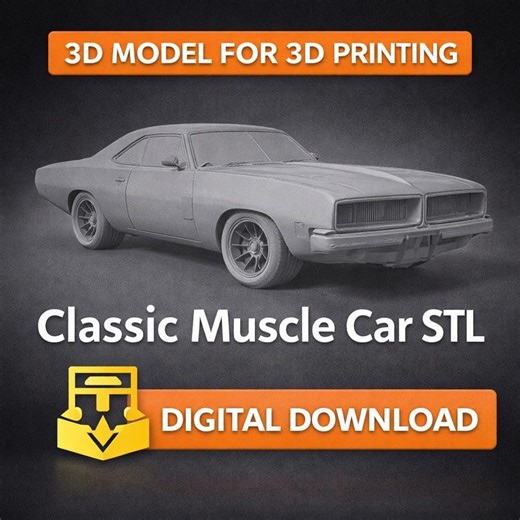 Classic Muscle Car STL | Oldschool Car 3D Model for 3D Printing | Garage Decor Collector Gift | Digital Download - Etsy