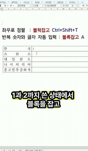 [인-포 한글] 한글문서작성 팁 Ctrl+Shift+T와 A
