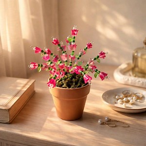 Handcrafted Beaded Flowers in Terracotta Pot – Forever Floral Arrangement - Etsy
