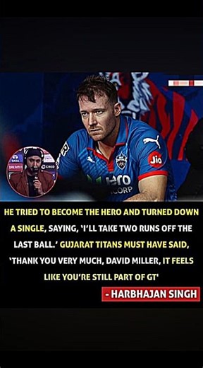 Harbhajan Singh on David Miller denying a single!