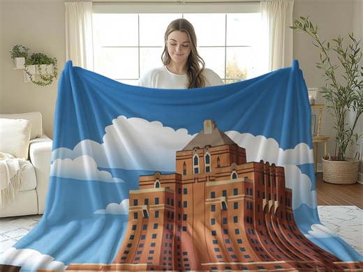 Akron Ohio City Landmark Blanket, Ohio Cityscape Art Throw, Unique Akron Travel Gift, Akron University Decor, Local Pride Blanket - Etsy