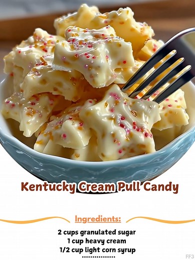 Kentucky 🛶 Cream Pull Candy 🍬 Ingredients: - 2 cups granulated sugar 🍚 - 1 cup heavy cream 🥛 - 1/2 cup light corn syrup 🌽 - 1/8 tsp salt 🧂 - 1/2 tsp vanilla extract 🌼 - Butter (for greasing) 🧈 Instructions: ..... Full Recipe in Coʍmеոτ 💬 🙆 | Amazing Street Food