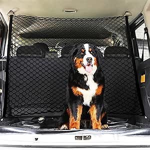 Dog Car Barrier, Double Layer Adjustable Pet Separation Net Compatible with SUV Vans Trucks 47.24x33.85