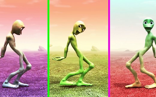 绿色外星人优雅的舞步，我也在我的脑海里跳舞！