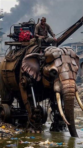 Mechanical Elephant Garbage Cleaner #shorts