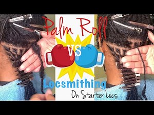 Palmroll Vs Locsmithing on 2 month old Starter Locs #locs #palmroll #starterlocs #locsmithing#dreads