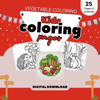 Back to School Vegetables: 25 Fun Coloring Pages for Kids and Adults
