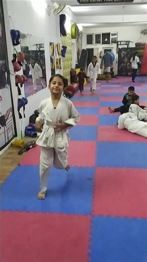 Akshu and Trishu warming up in gymnastic practice on 2dec25 #gymnast