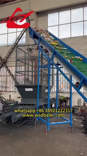 Efficient can baler with conveyor, easily compressing and recycling metal waste to save space