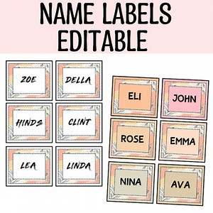 Printable Boho Neutral Name Labels, Editable Name Tags, Cubby Tags, Labels