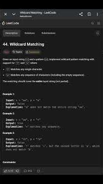 Day-44/100 Wildcard Matching Explained 🔥 | LeetCode 44 | Easy DP Approach | Hindi#coding #leetcode