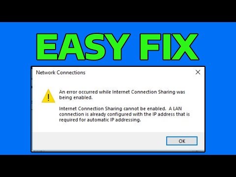 How To Fix An Error Occurred While Internet Connection Sharing Was Being Enabled