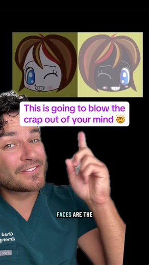 Is this proof we live in a simulation??? This is a classic example of a color perception illusion, where context—particularly surrounding colors and lighting—alters how we interpret the same color. In this image: \t•\tLeft side: The face appears to be a natural, light skin tone. \t•\tRight side: The same face looks dramatically darker, almost gray or black. Why This Happens: \t1.\tOverlay & Shading: The right image has a transparent dark overlay (like a “shadow” or “inverted lighting”) across th