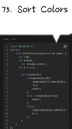 Sort Colors | Dutch National Flag Algorithm | Time Complexity: O(n) | Space Complexity: O(1)#75