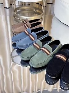 Mens Bean Shoes  One Foot Lazy Shoes Flat Shoes Fashionable Casual PU  Cross-border Plus Size Mens Loafers