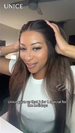 UNice 13x4 Pre-Everything™ Lace Frontal Balayage Highlights Yaki Straight Drawstring Wig