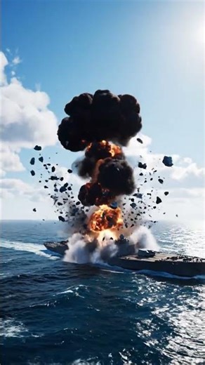 Battleship Explosion at Sea 💥 Warship Sinks in Seconds | #Shorts #viral #military