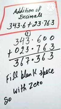 👉 Decimal Addition Trick 😱 | 343.6 + 23.763 in Seconds! #shorts