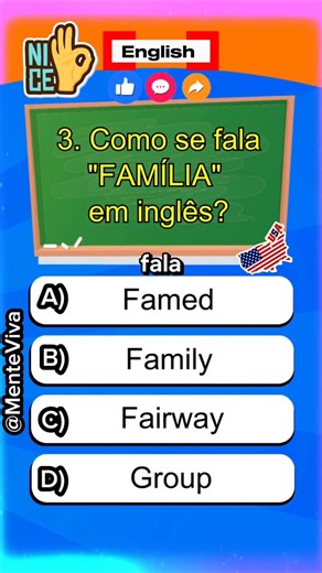 "Como se fala em inglês? Só Esperto Acertam!⚡🇺🇲 #quiz #ingles #aprenderingles #dicasdeingles