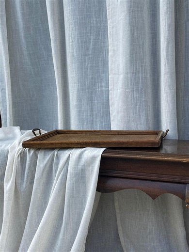 Vintage Wood Serving Tray With Brass Handles - Etsy